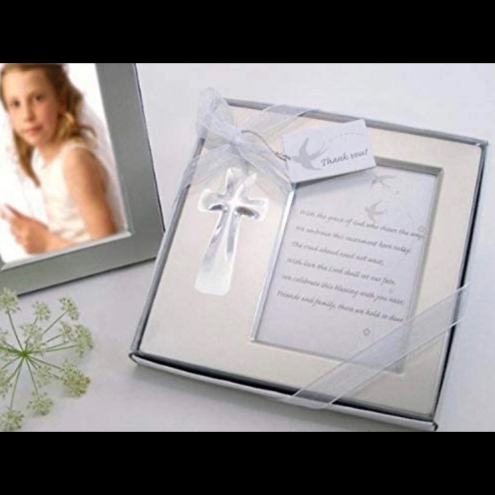 Bless This Day Cross Photo Frame Favor in Gift Box
